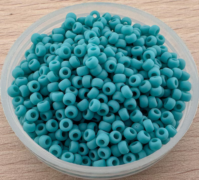 10g Miyuki seed beads 8/0 Matted Opaque Turquoise Green 0412F, Japoneses seed beads 3mm