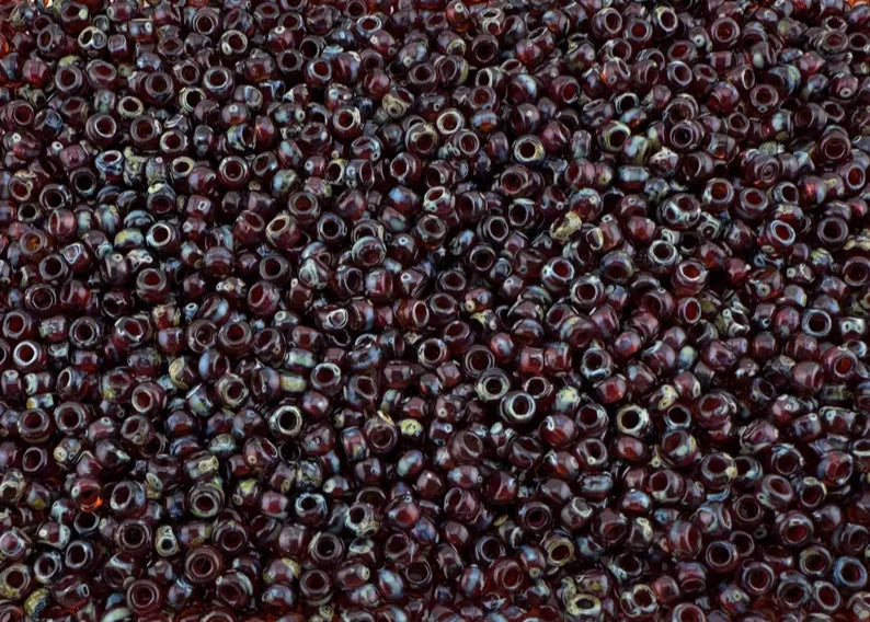 10g Miyuki seed beads 11/0 Picasso Transp Red Brown 4503, japonese seed beads 2mm