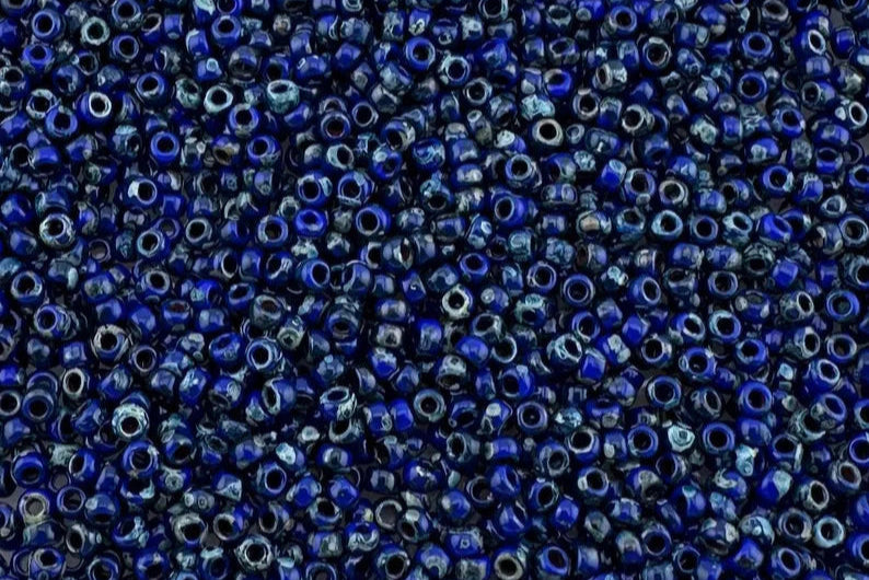 10g Miyuki seed beads 11/0 Picasso Opaque Opaque Cobalt 4518