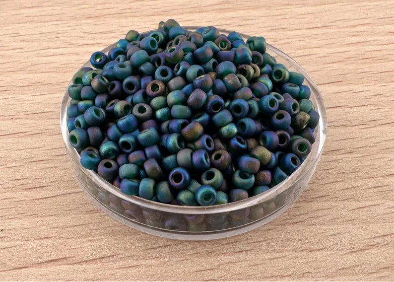 10g Miyuki 8/0 11/0 seed beads Matted Transp Dk Emerald AB 0156FR, japanese beads size 2mm 3mm