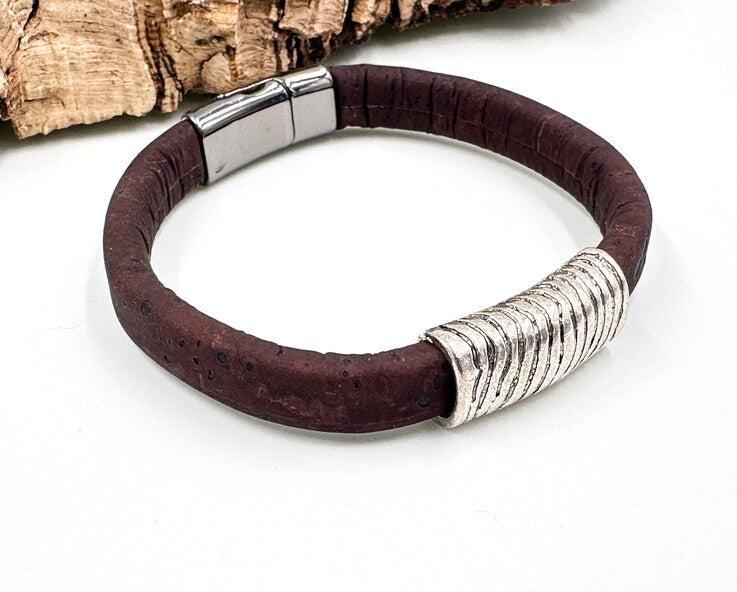 Vegan Cork Bracelet - Brown,Unisex, Sustainable jewelry