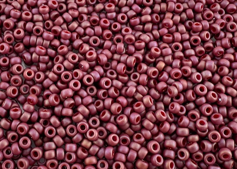 10g Miyuki seed beads 11/0 Frost Op Glaze Rnbw Dk Red 4696