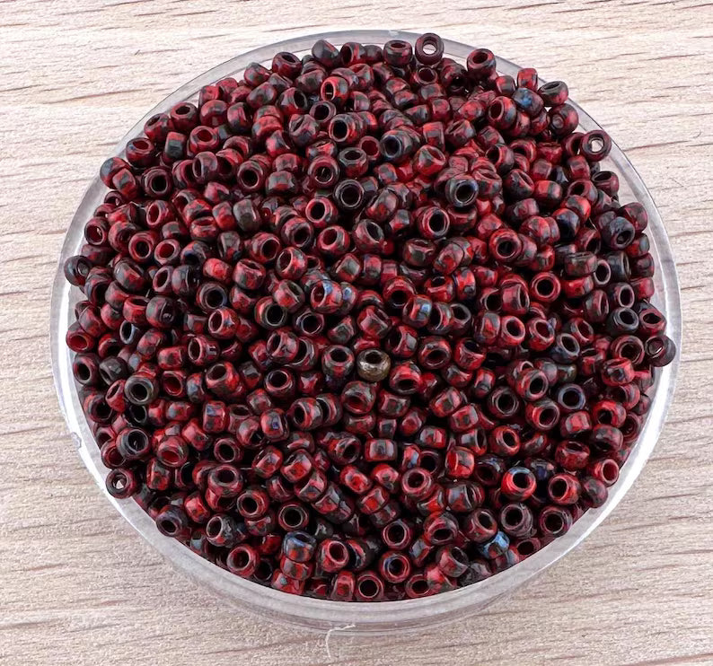 10g Miyuki seed beads 11/0 Picasso Opaque Red Garnet 4513 10g
