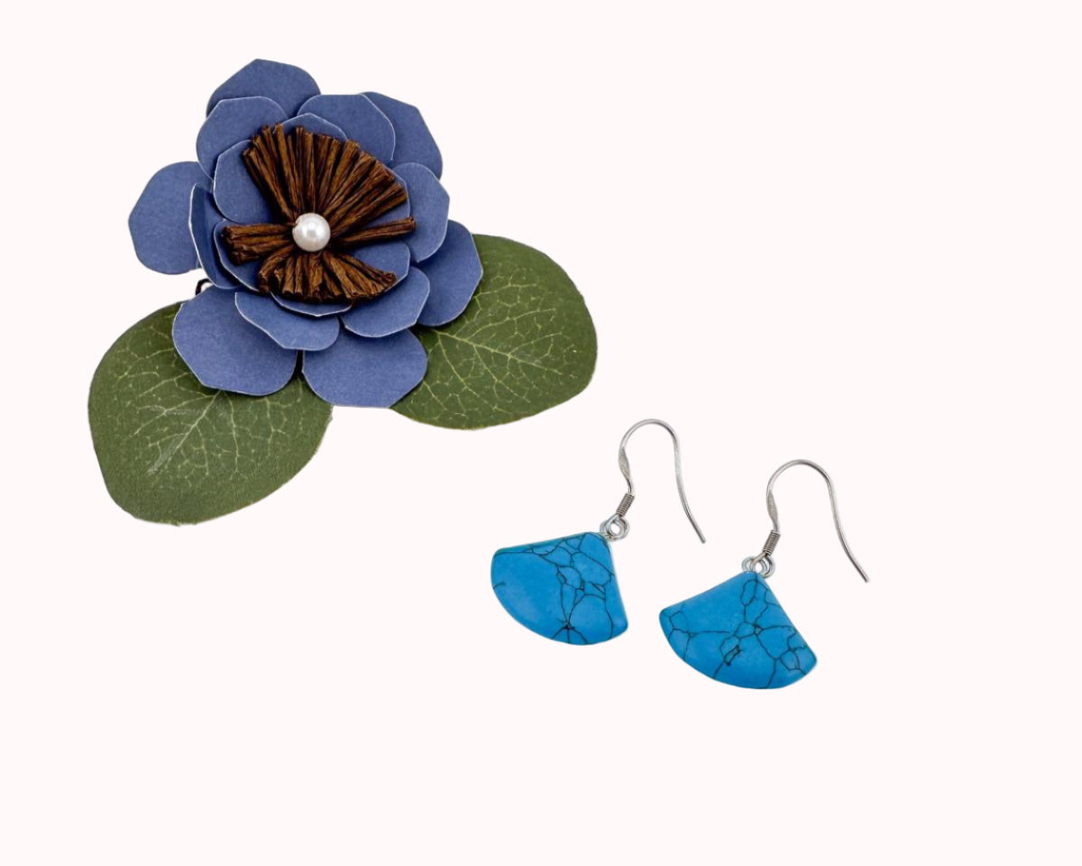 Blue Turquoise Gemstone Dangle Earrings for Women gift