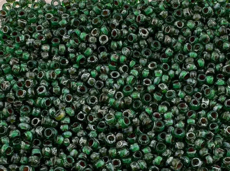 10g Miyuki  seed beads 11/0 Picasso Transparent Green 4507, Japonese seed beads 2mm