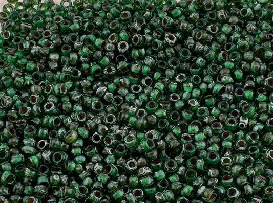 10g Miyuki  seed beads 11/0 Picasso Transparent Green 4507, Japonese seed beads 2mm