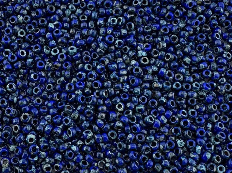 10g Miyuki seed beads 11/0 Picasso Opaque Opaque Cobalt 4518