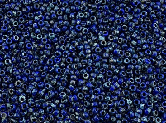 10g Miyuki seed beads 11/0 Picasso Opaque Opaque Cobalt 4518