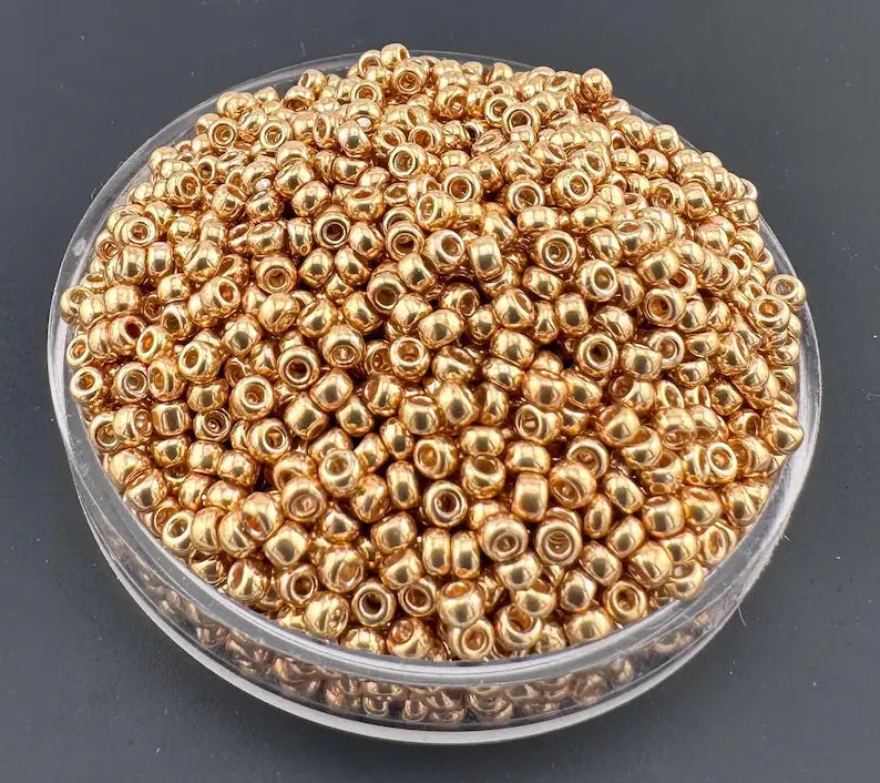 10g Miyuki seed beads 11/0 Galvanized Gold 1052, japonese seed beads 2mm