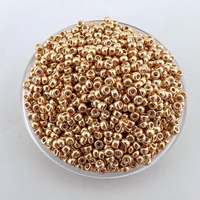 10g Miyuki seed beads 11/0 Galvanized Gold 1052, japonese seed beads 2mm