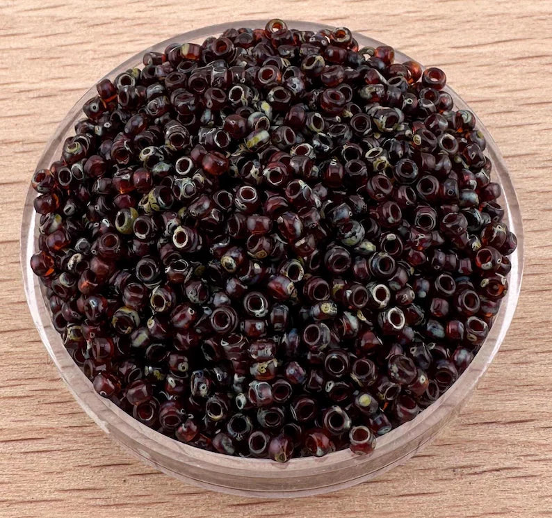 10g Miyuki seed beads 11/0 Picasso Transp Red Brown 4503, japonese seed beads 2mm
