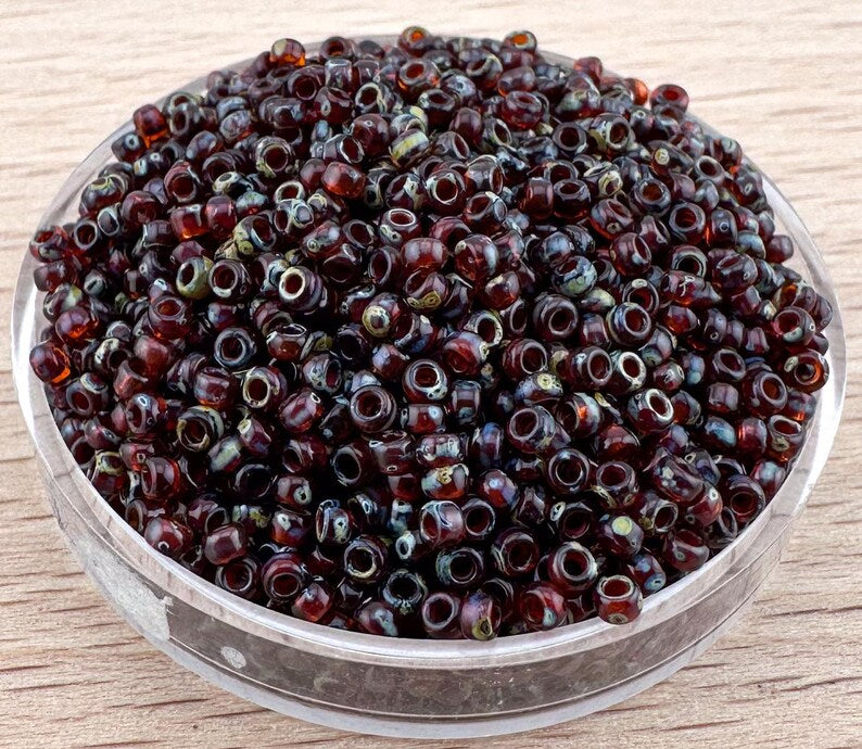 10g Miyuki seed beads 11/0 Picasso Transp Red Brown 4503, japonese seed beads 2mm