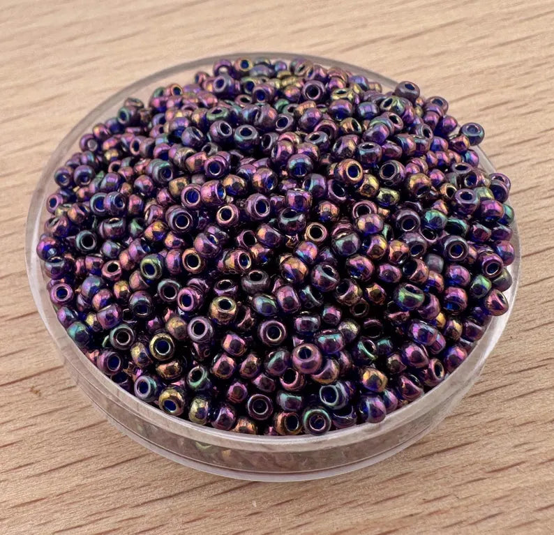10g Miyuki  seed beads 11/0 Plum Gold Luster 1893, Japonese seed beads 2mm
