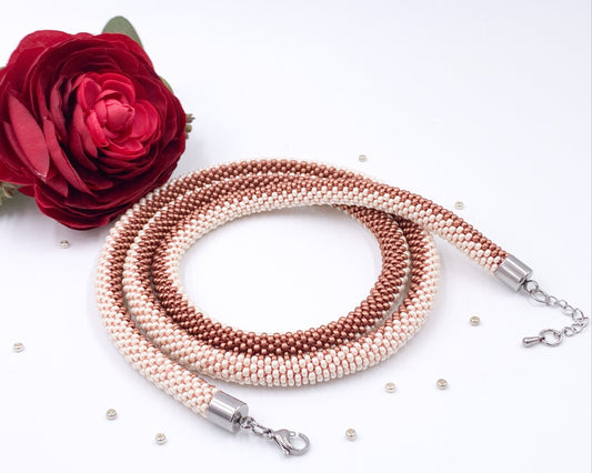 Handmade Beaded crochet Necklace - Handmade Boho Jewelry gift for her