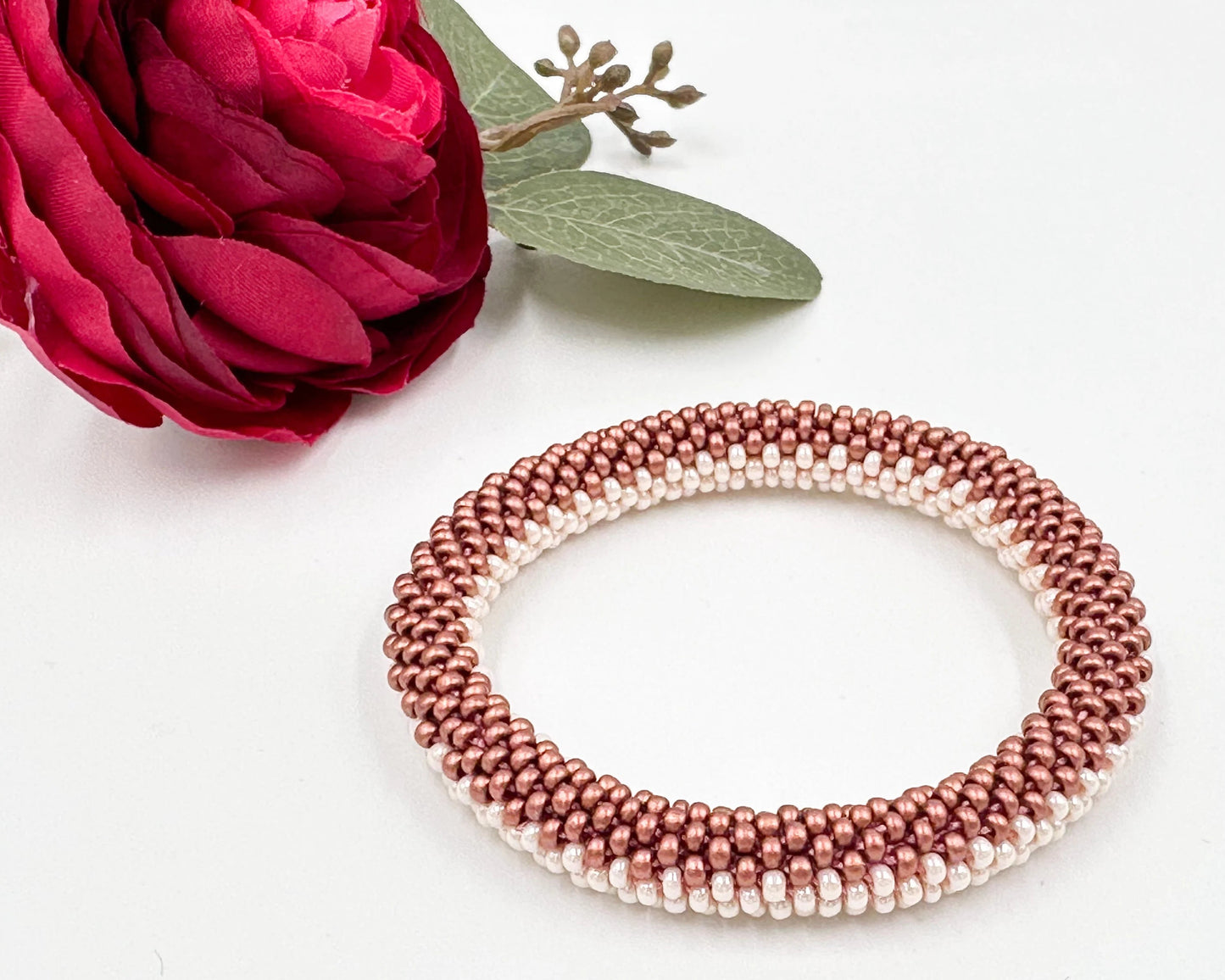 Beaded crochet Bracelet two colors - Handmade Boho Jewelry gift for her