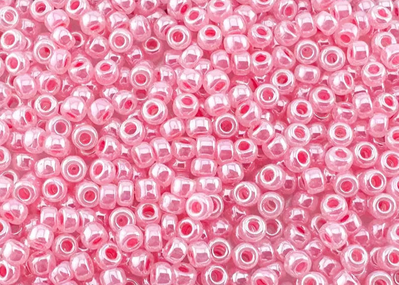 10g Miyuki seed beads 8/0 Carnation Pink Ceylon 0535, Japoneses seed beads 3mm