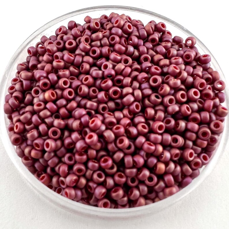10g Miyuki seed beads 11/0 Frost Op Glaze Rnbw Dk Red 4696