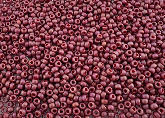 10g Miyuki seed beads 11/0 Frost Op Glaze Rnbw Dk Red 4696