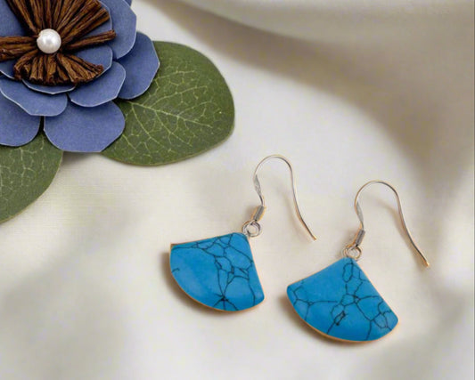 Blue Turquoise Gemstone Dangle Earrings for Women gift